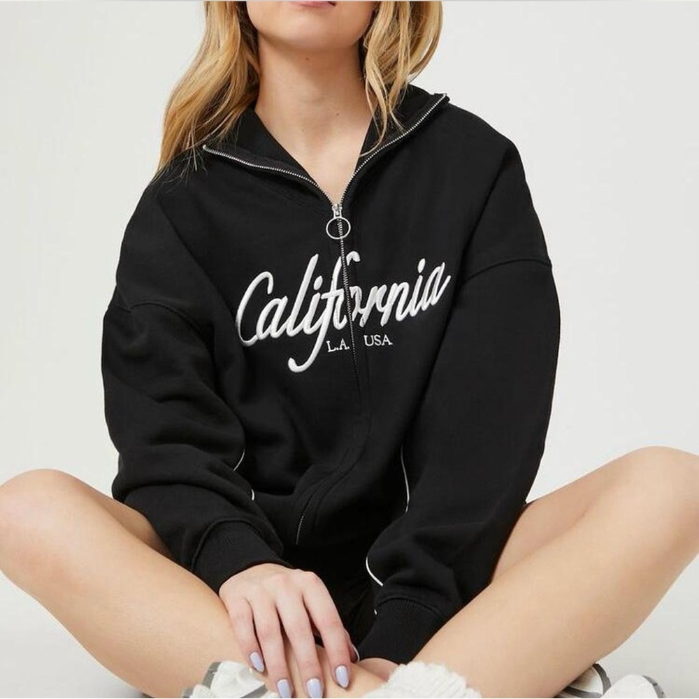 Forever 21 Fleece California Zip Up Jacket